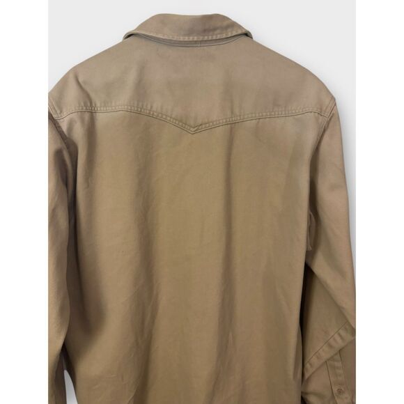 WRANGLER Western Shirt Vintage Mens XL-XXL Tan Canvas Cowboy Cut Rugged Work - Picture 11 of 16